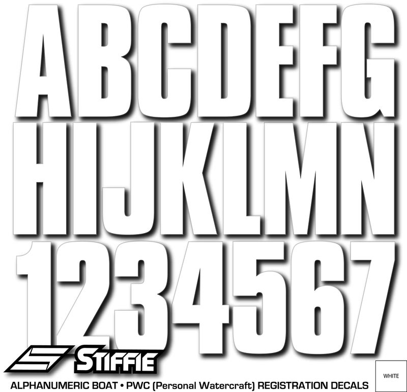 STIFFIE Uniline White 3" Boat & PWC Registration Decals â€¢ Numbers Letters Stickers - Image 5